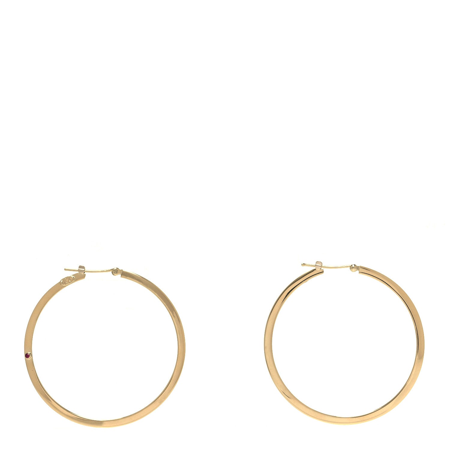 Roberto Coin 18K Yellow Gold Ruby Large Hoop Earrings 1 of 4