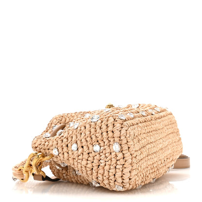 Jimmy Choo Raffia Woven Crystal Small Cinch Bag Natural 4 of 11