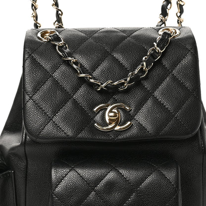 Chanel Shiny Caviar Quilted Small Pockets Drawstring Backpack Black 8 of 10