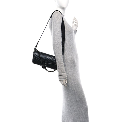 Gucci Calfskin Matelasse Monochrome GG Marmont Crossbody Shoulder Bag Black 3 of 10