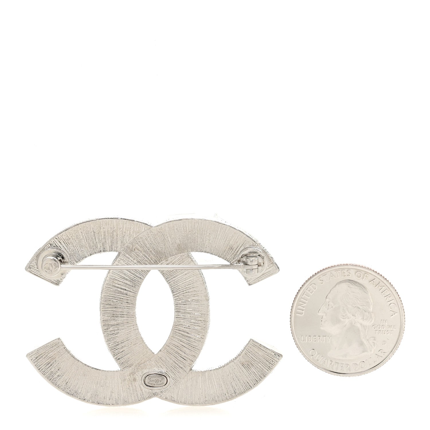 Chanel Baguette Crystal CC Brooch Silver 2 of 4