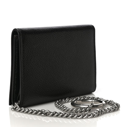 Balenciaga Grained Calfskin Logo Cash Chain Wallet Black White 3 of 13