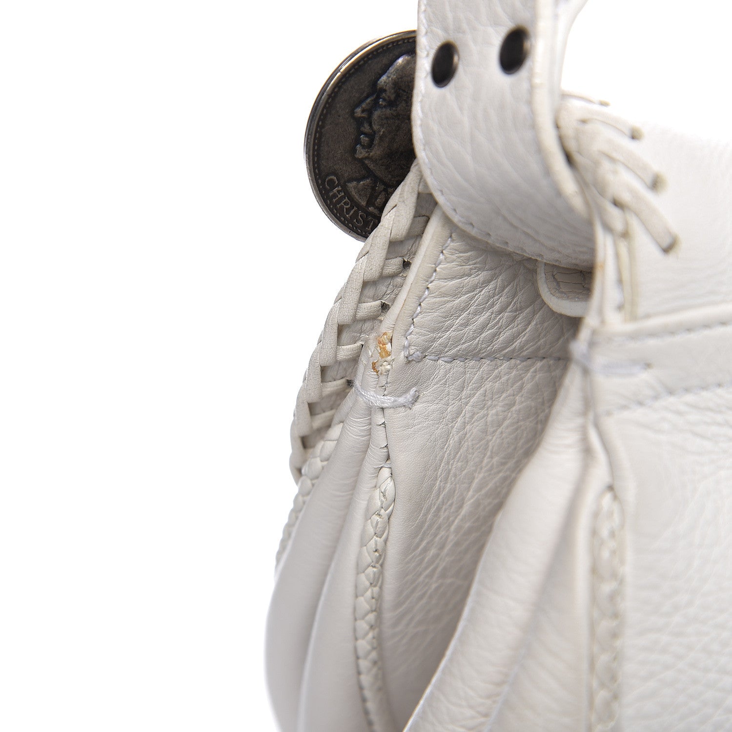 Christian Dior Calfskin Charms Whipstitch Gaucho Double Saddle Bag White 11 of 13