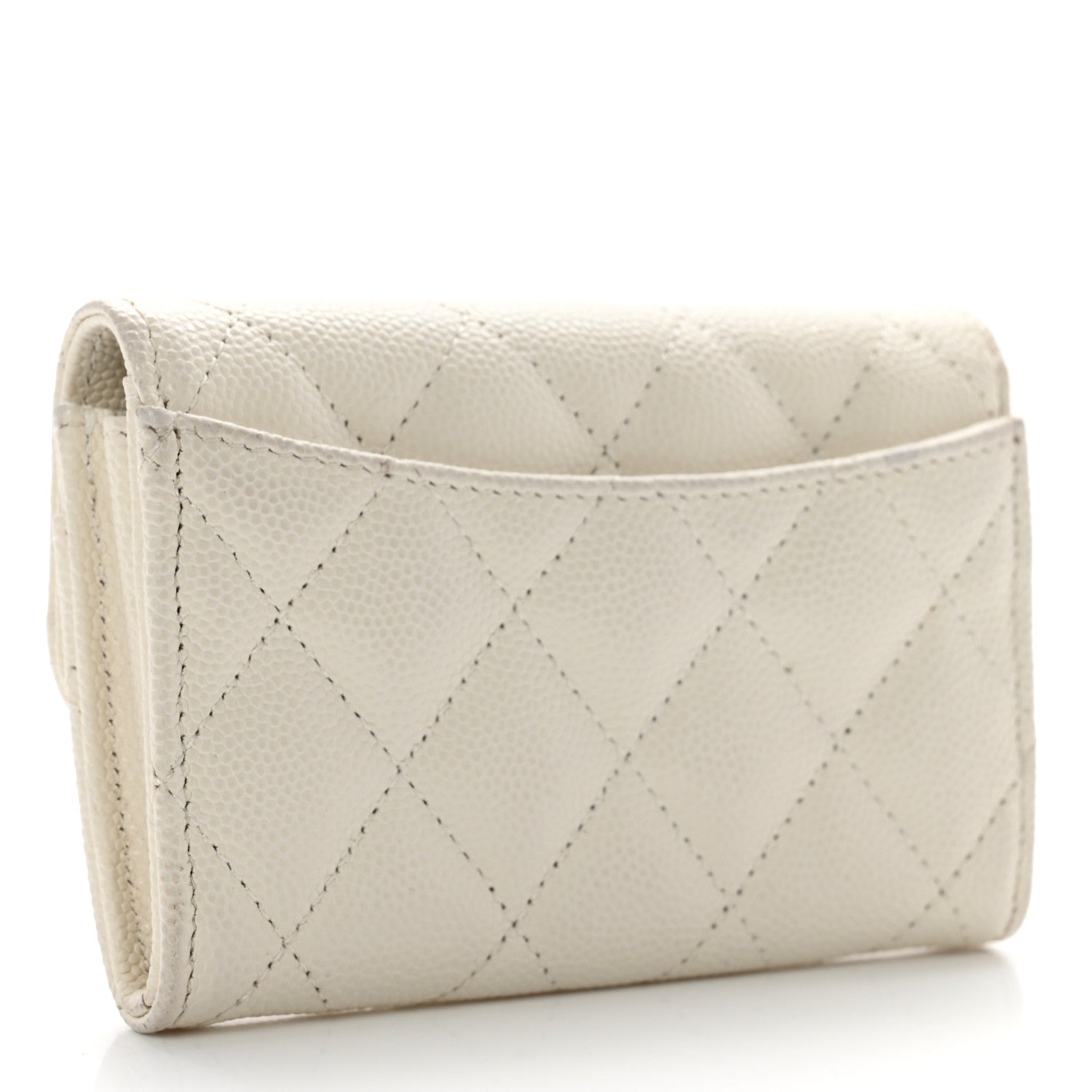 Chanel Caviar Quilted Flap Card Holder Wallet White 3 of 9