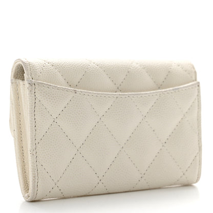 Chanel Caviar Quilted Flap Card Holder Wallet White 3 of 9