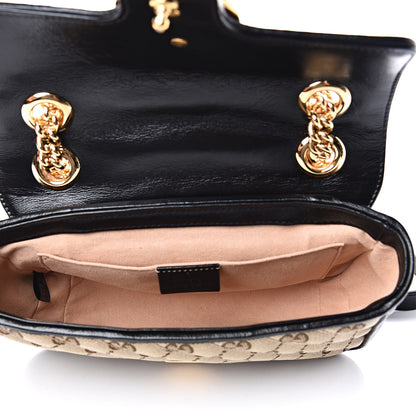 Gucci Monogram Matelasse Diagonal Mini GG Marmont Shoulder Bag Beige Black 5 of 10