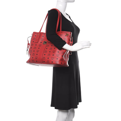 MCM Visetos Medium Liz Reversible Shopper Tote Ruby Red 2 of 11