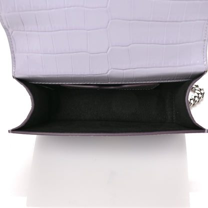 Alexander McQueen Shiny Crocodile Embossed Jeweled Satchel Lavender 5 of 8