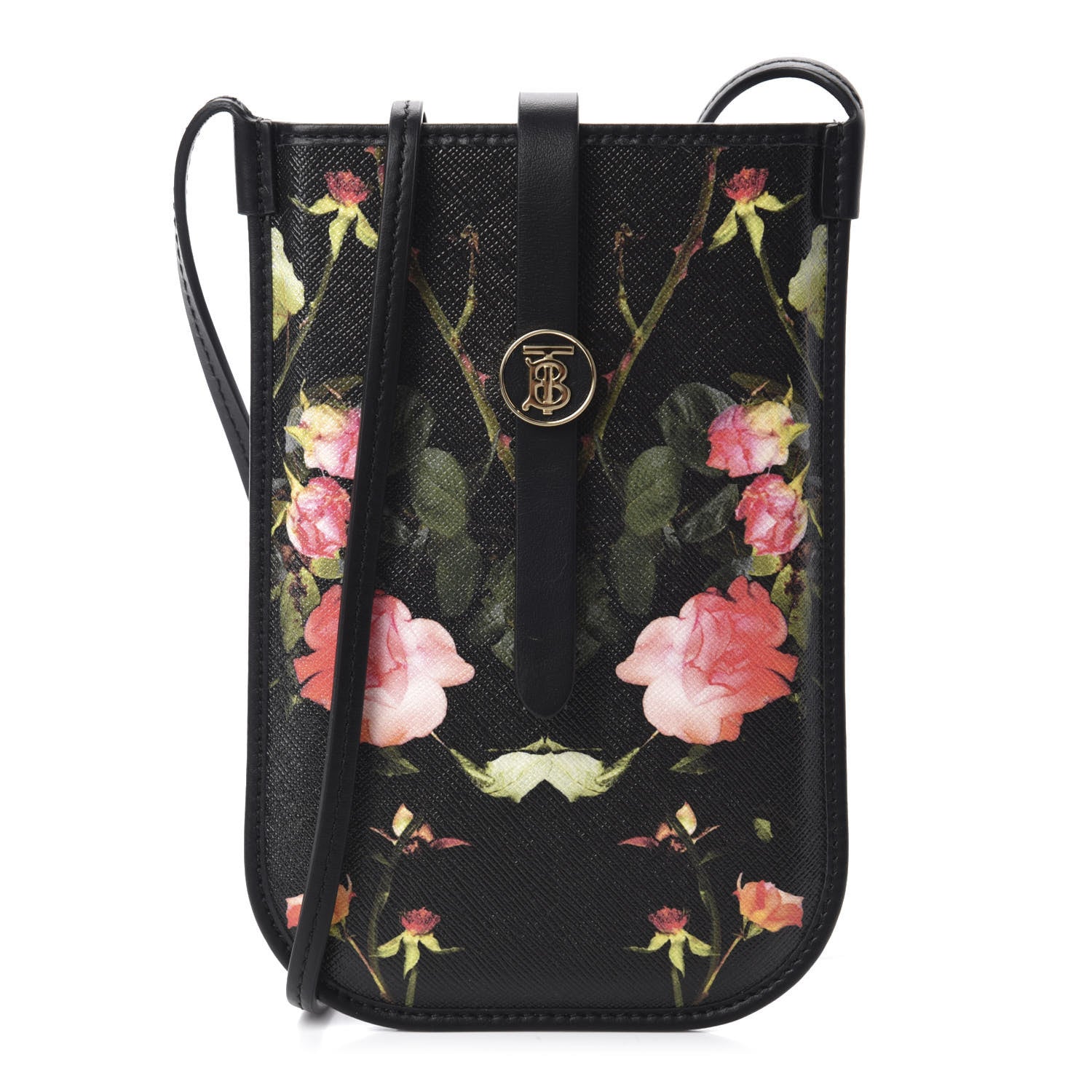 Burberry E-Canvas Rose Print Anne Phone Case With Strap Black 1 of 9