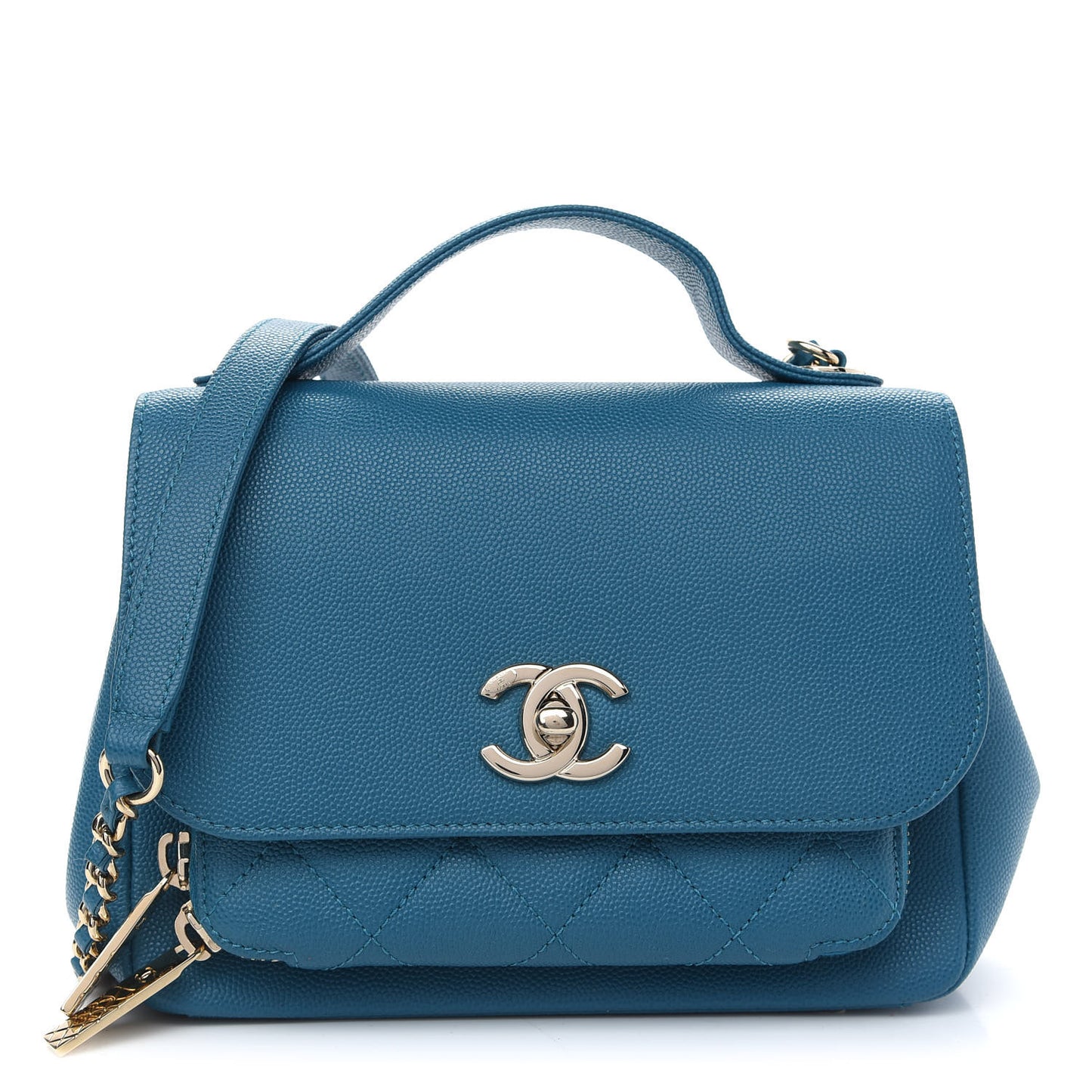 Caviar Quilted Small Business Affinity Flap Blue