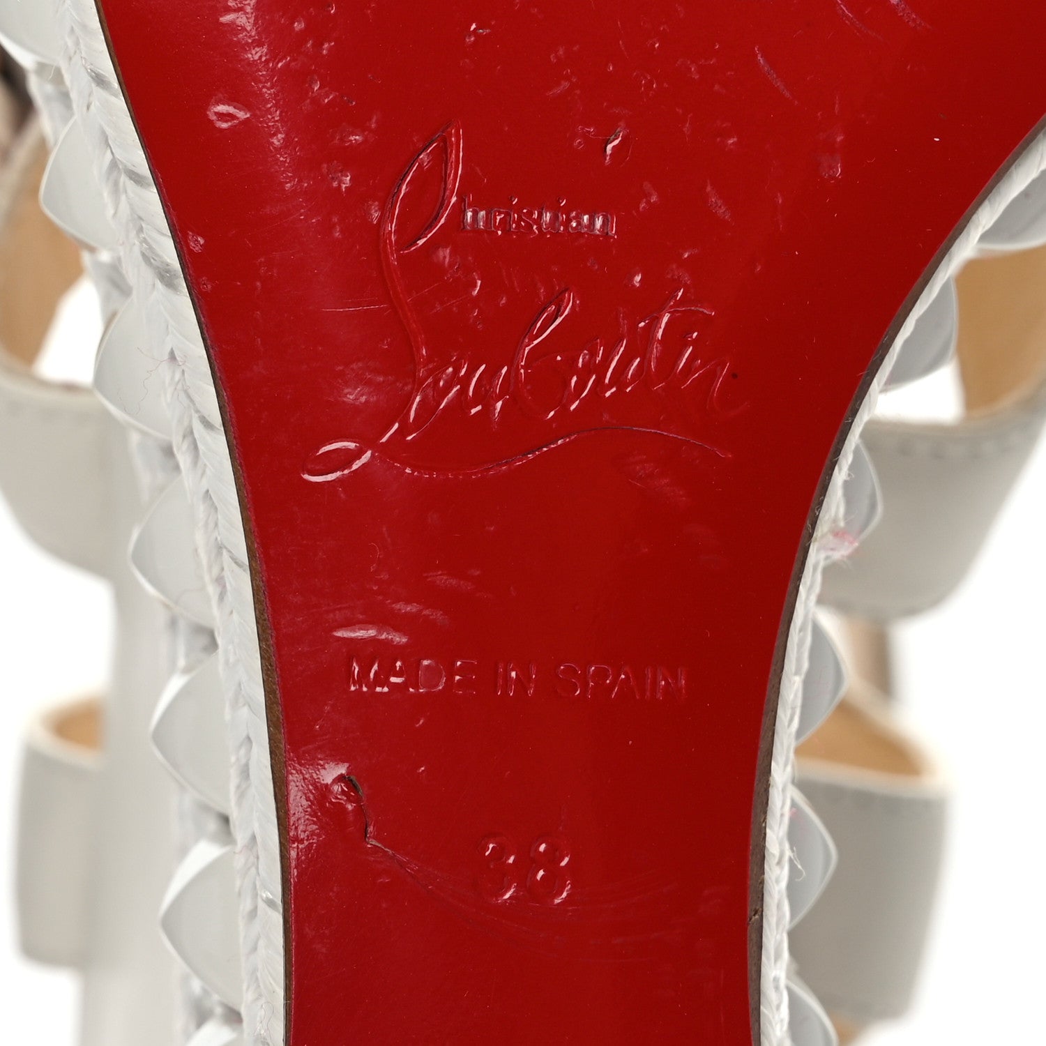 Christian Louboutin Nappa Rocknbuckle 60 Platform Sandals 38 White 6 of 7
