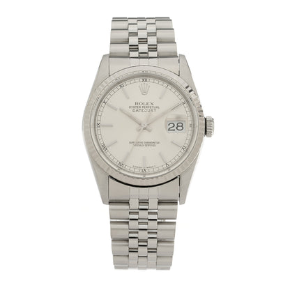 Rolex Stainless Steel 18K White Gold 36mm Oyster Perpetual Datejust Watch Silver 16234 1 of 4