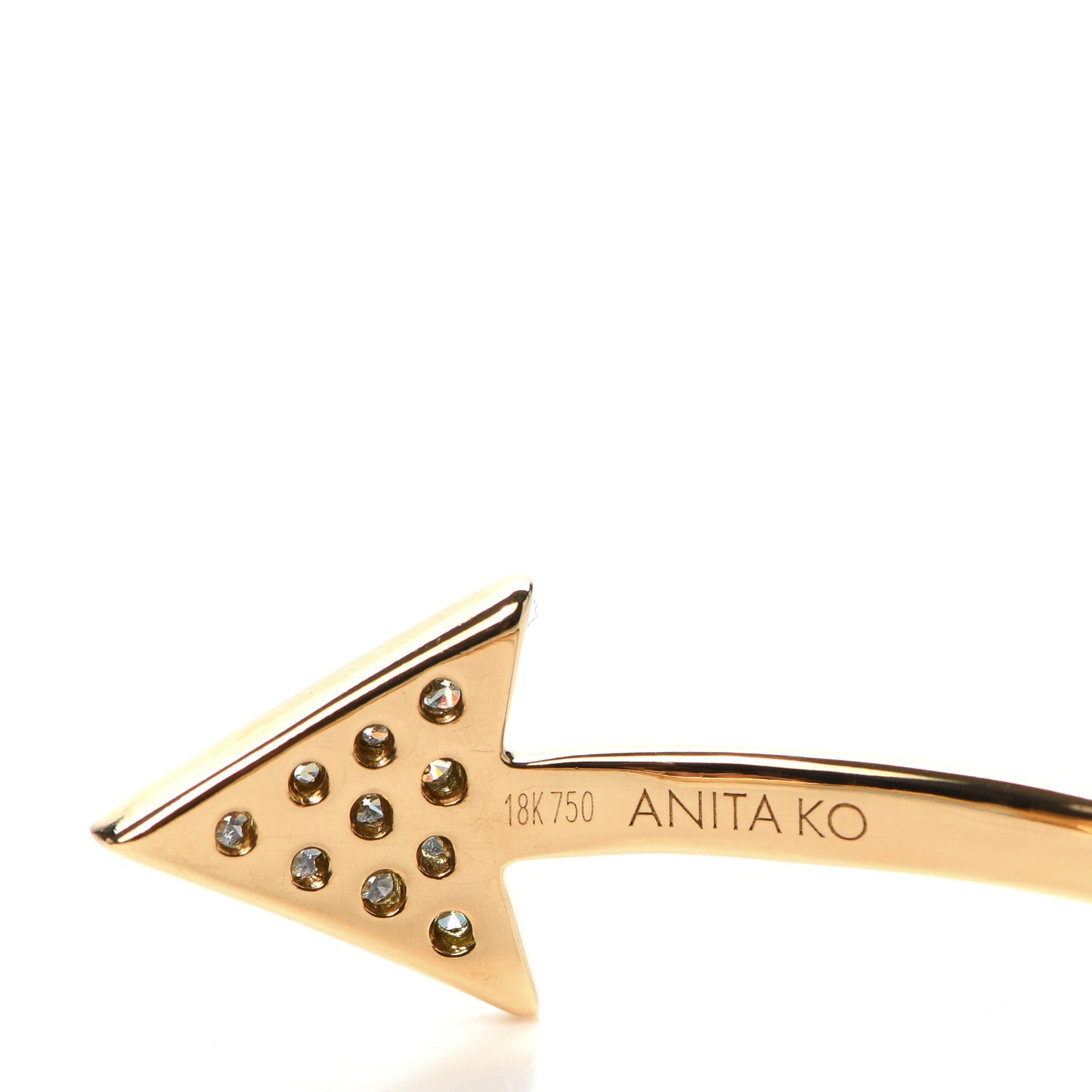 18K Yellow Gold Diamond Single Point Arrow Cuff Bracelet