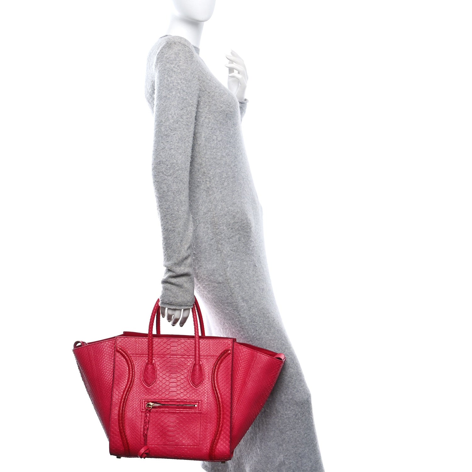 Celine Snakeskin Medium Phantom Luggage Fushia 2 of 11