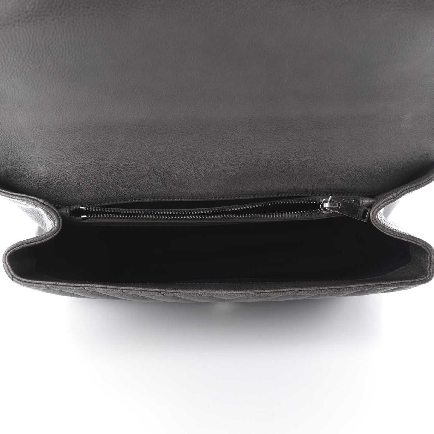 Sheepskin Matelasse Chevron Monogram Large College Satchel Dark Anthracite