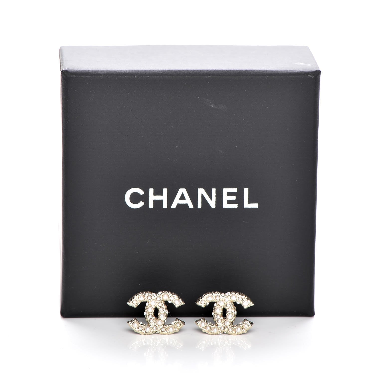 Chanel Crystal Pearl CC Earrings Light Gold 5 of 5