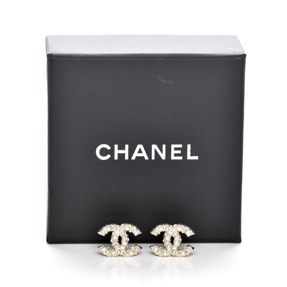 Chanel Crystal Pearl CC Earrings Light Gold 5 of 5