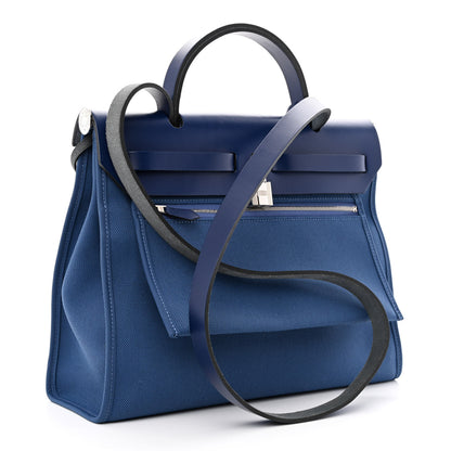 Hermes Military Toile Vache Hunter Herbag Zip PM 31 Deep Bleu Bleu Indigo 4 of 12