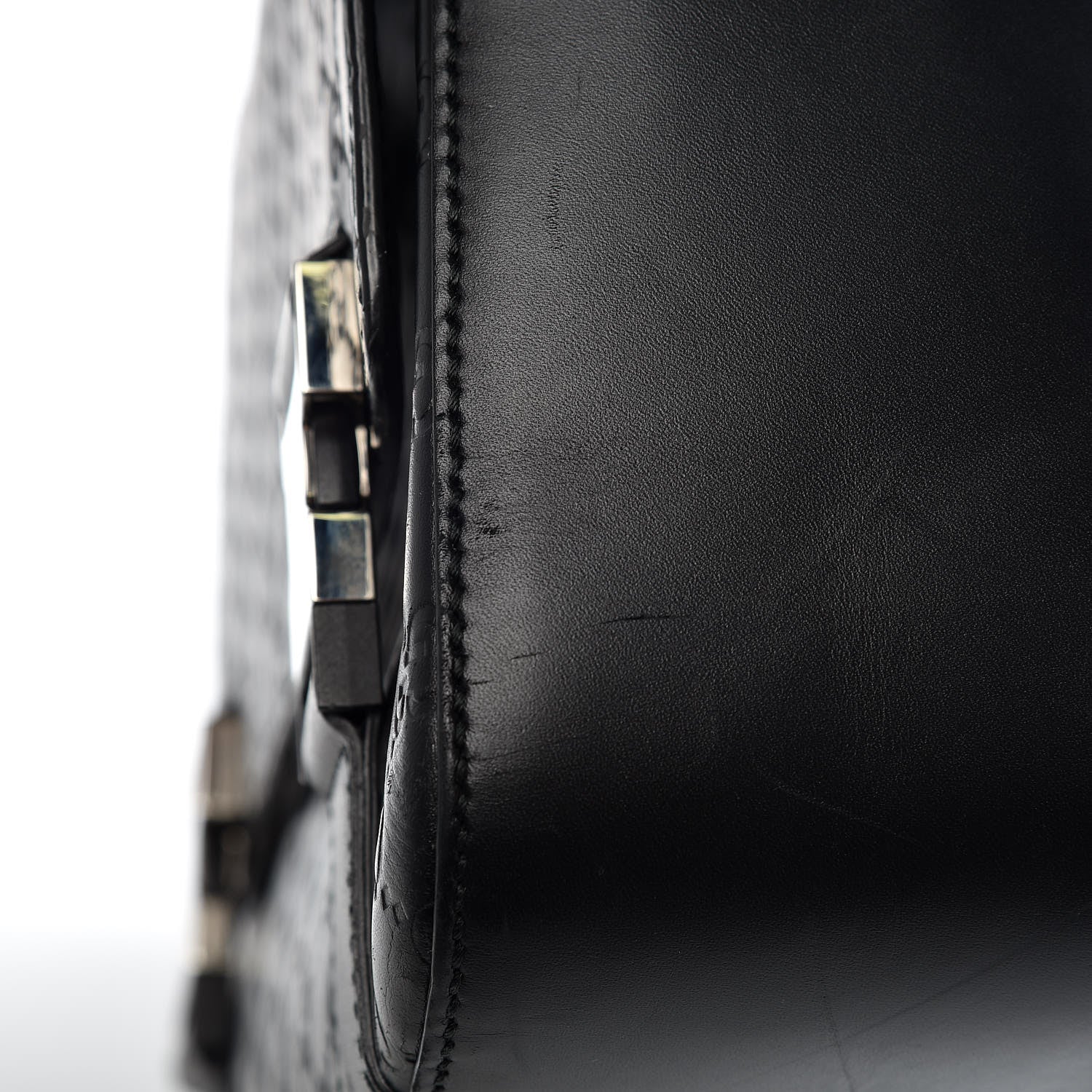Gucci Guccissima Signature Medium Double Buckle Flap Messenger Bag Black 14 of 26