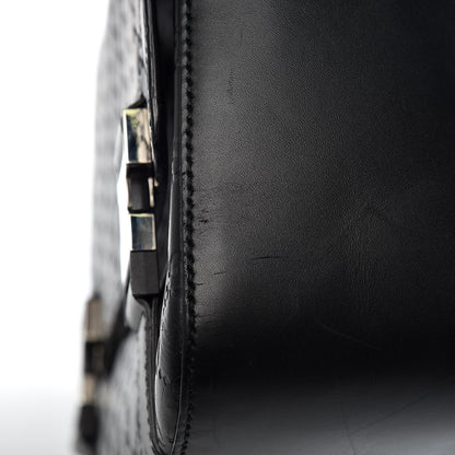 Gucci Guccissima Signature Medium Double Buckle Flap Messenger Bag Black 14 of 26