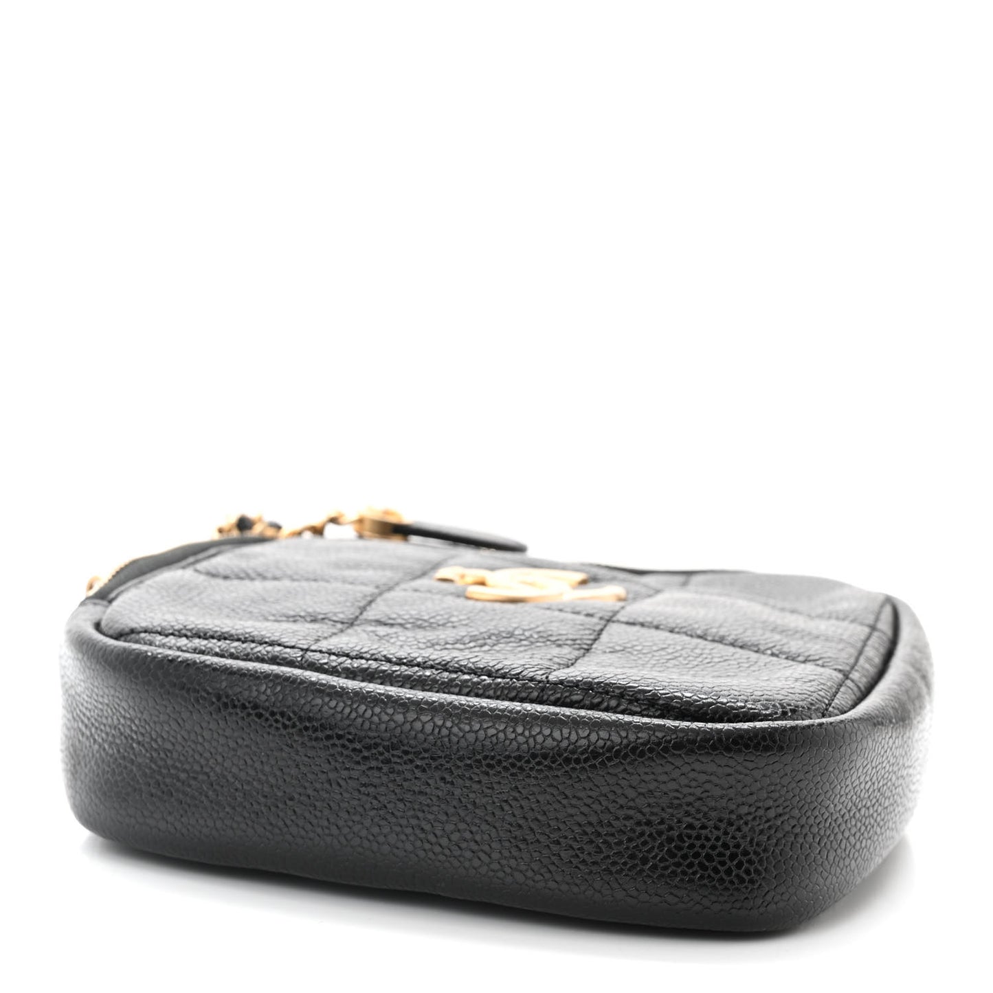 Caviar Quilted Diamond Clutch With Chain Black