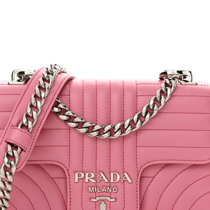 Prada Soft Calfskin Impunture Diagramme Small Chain Flap Shoulder Bag Begonia 7 of 12