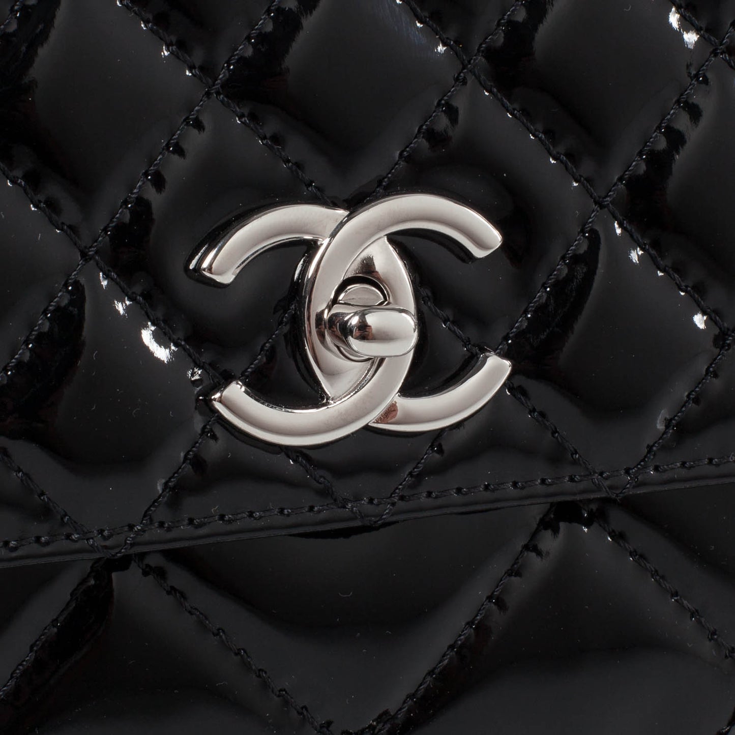 Vinyl Quilted In the Business Flap Bag Black