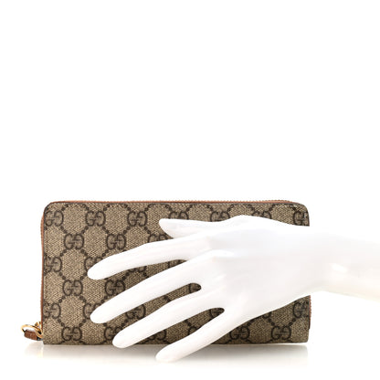 Gucci GG Supreme Monogram Cuoio Toscano Zip Around Wallet Beige Ebony Cuir 2 of 12