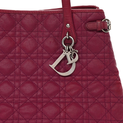 Christian Dior Coated Canvas Cannage Medium Panarea Tote Raspberry 8 of 8