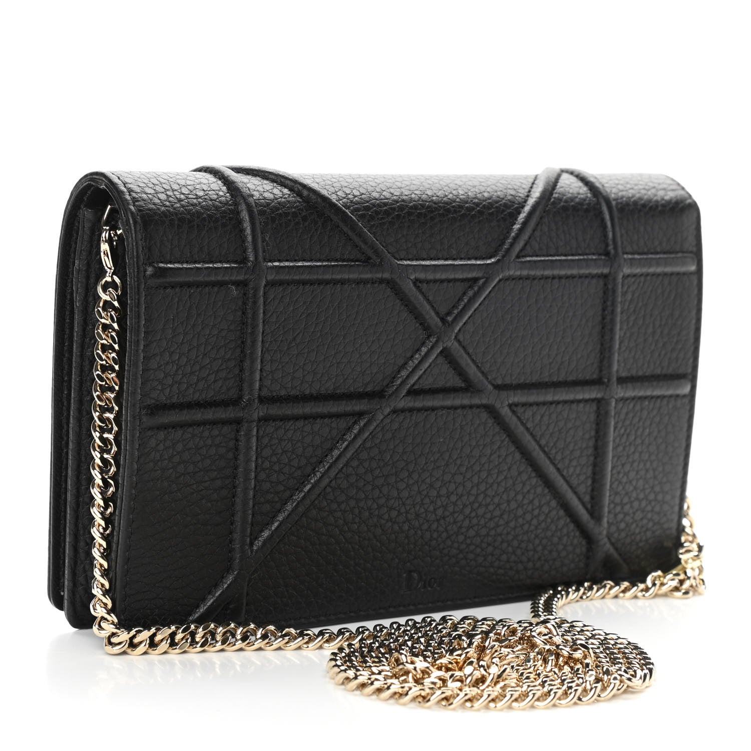 Christian Dior Grained Calfskin Diorama Wallet on Chain Pouch Black 2 of 10