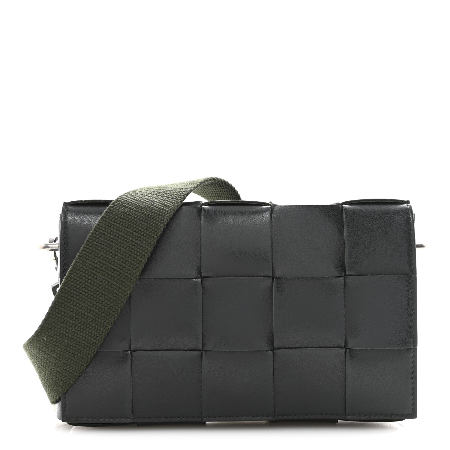 Bottega Veneta Calfskin Maxi Intreccio Cassette With Strap Bag Dark Green 1 of 16