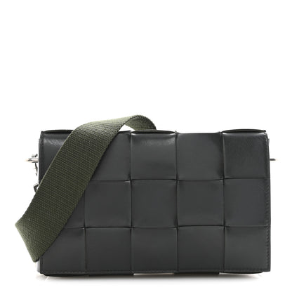 Bottega Veneta Calfskin Maxi Intreccio Cassette With Strap Bag Dark Green 1 of 16