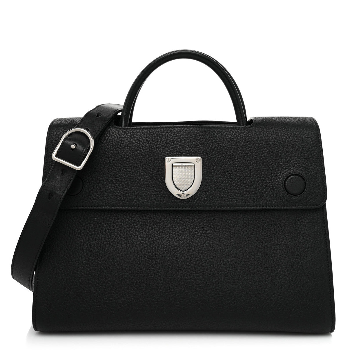 Grained Calfskin Medium Diorever Flap Black