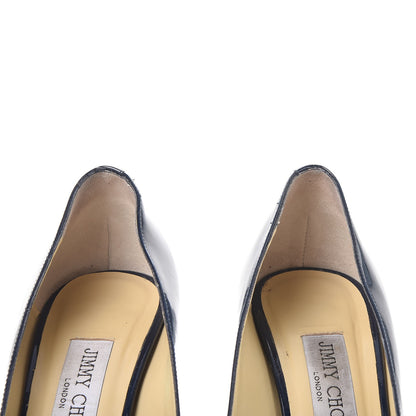 Jimmy Choo Patent Luna Platform Peep Toe Pumps 38 Navy 10 of 18