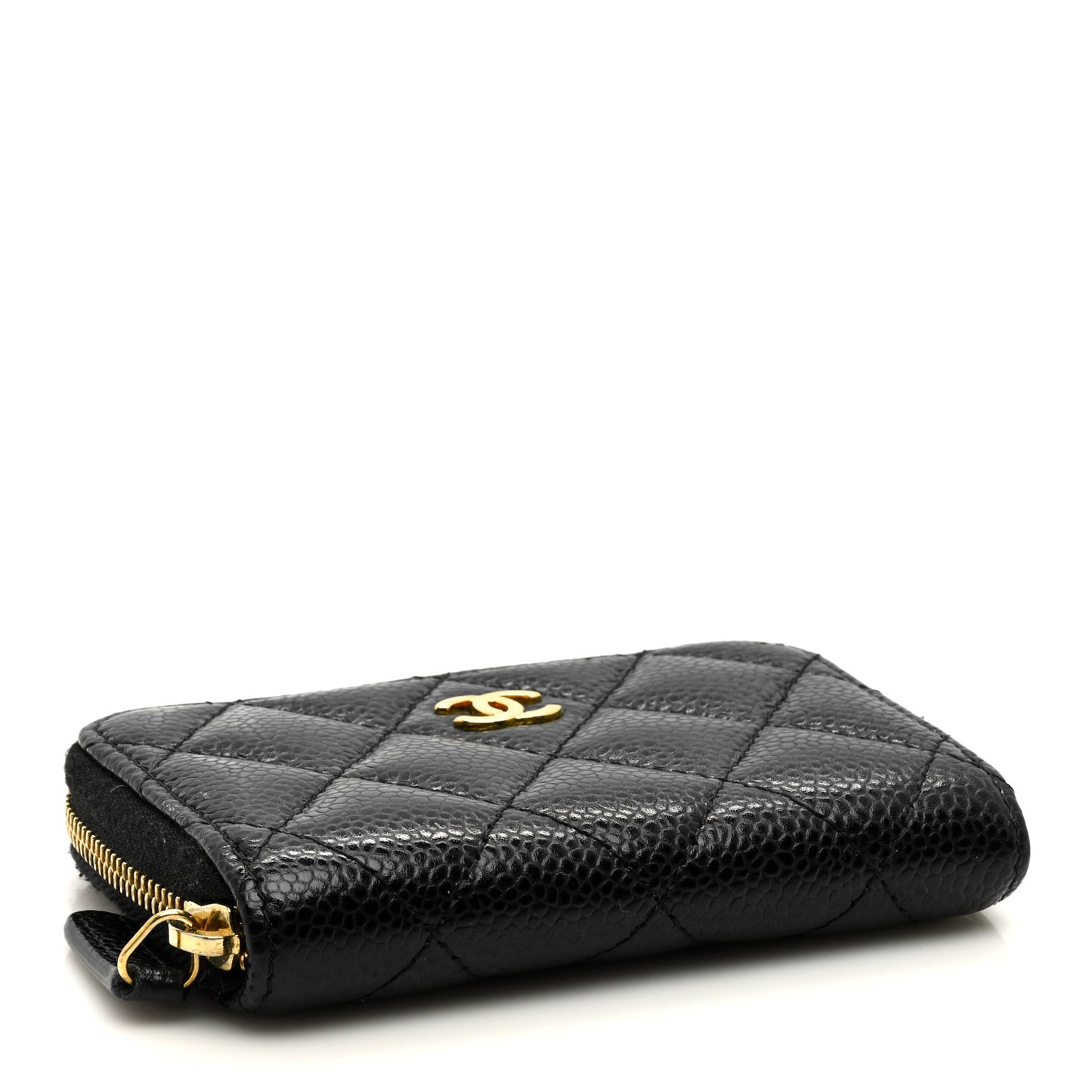 Caviar Quilted Zip Coin Purse Black
