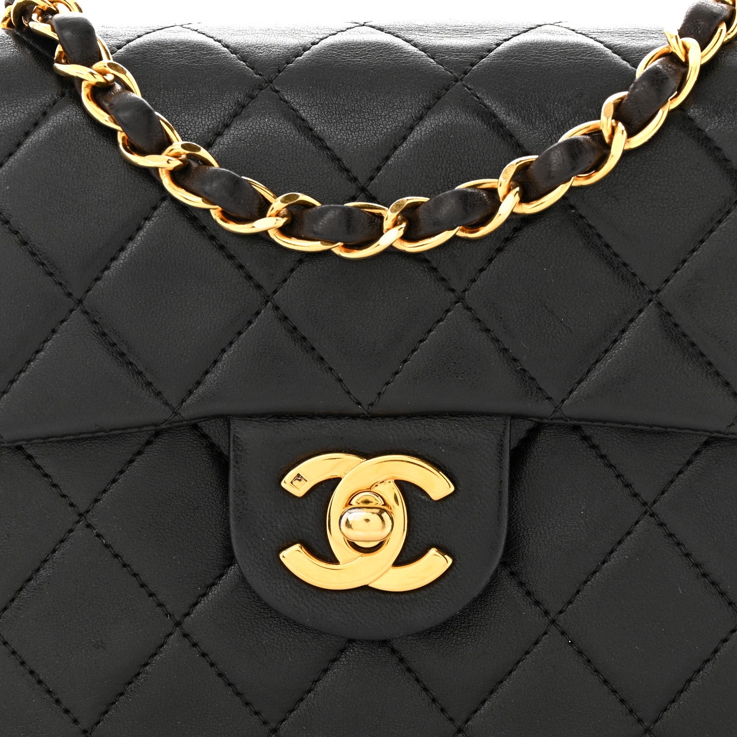 Chanel Lambskin Quilted Mini Square Flap Bag Black 8 of 12