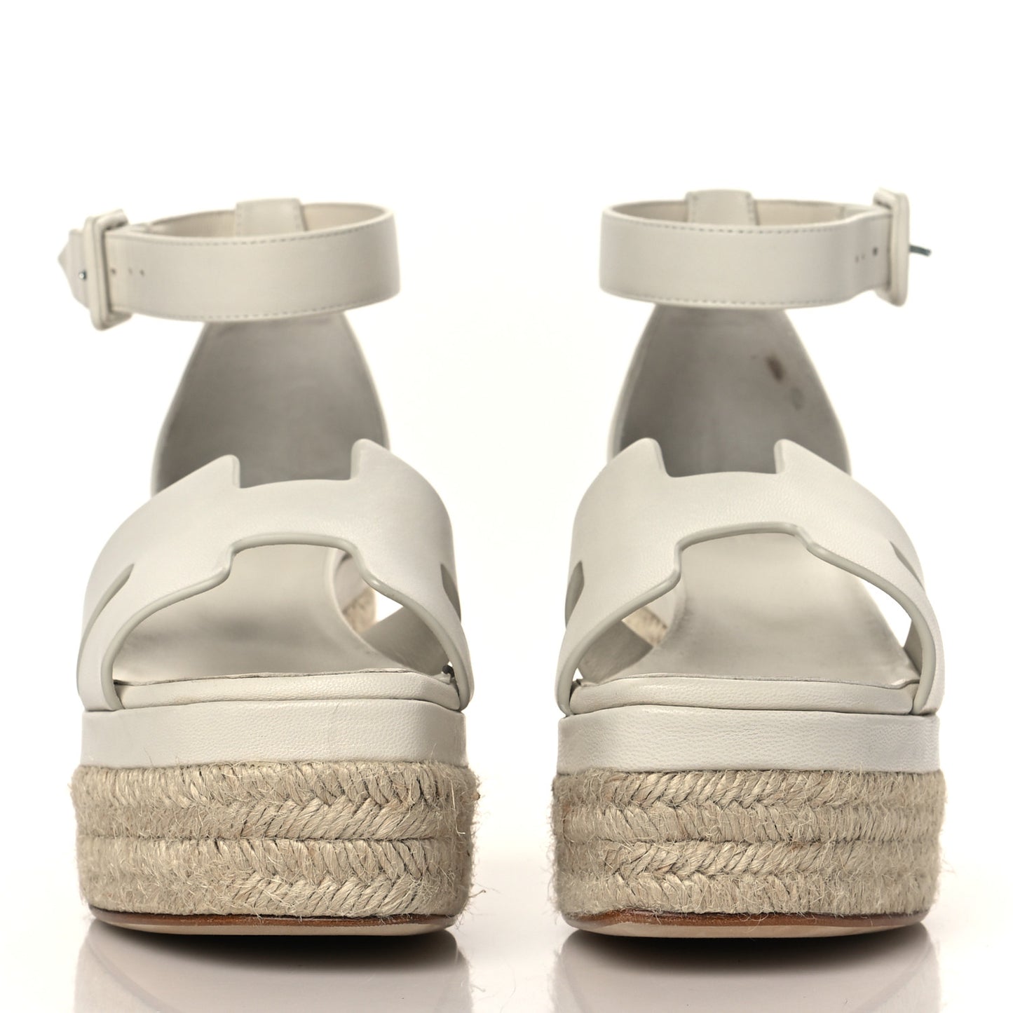 Goatskin Elda Espadrille Wedge Sandals 36 White