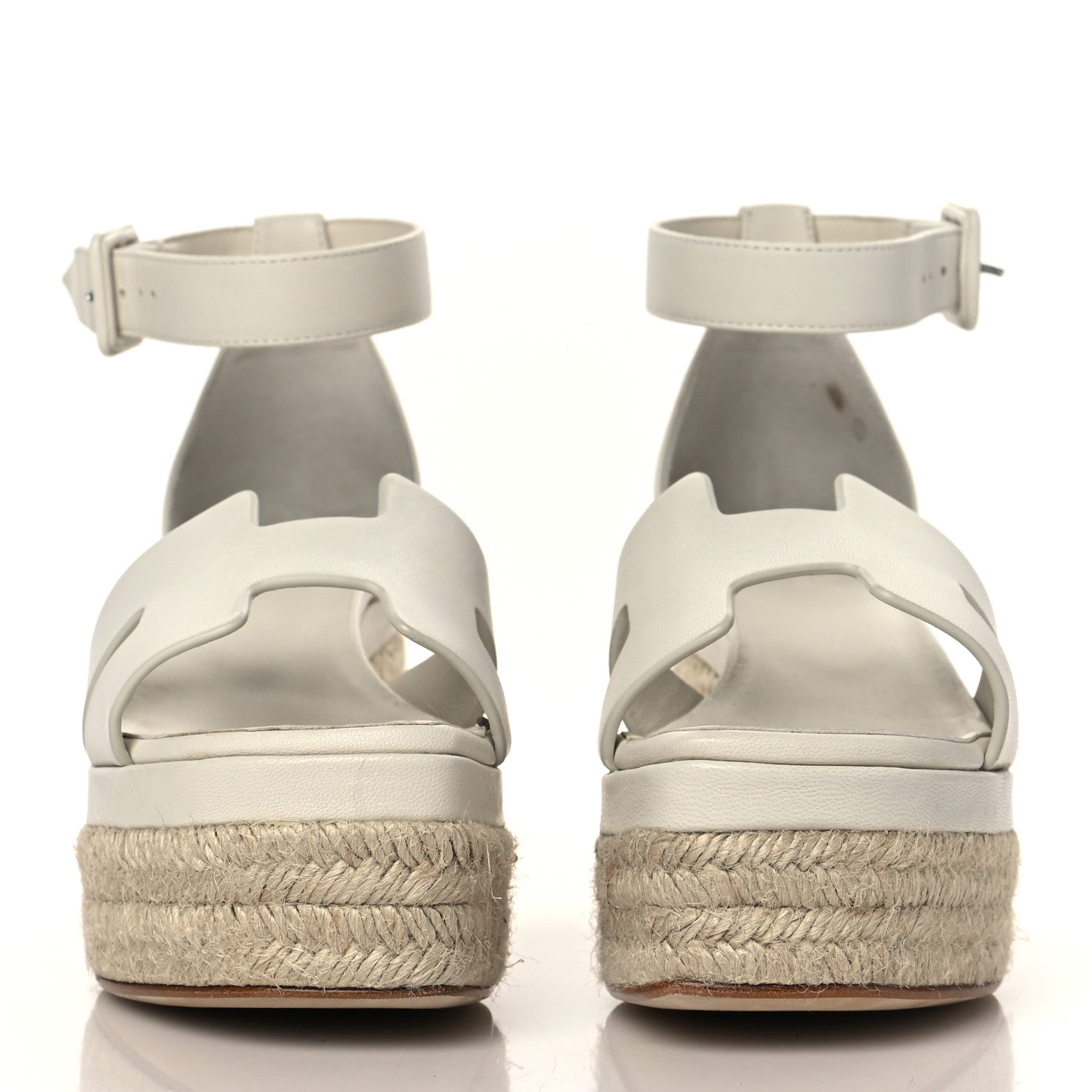 Hermes Goatskin Elda Espadrille Wedge Sandals 36 White 2 of 10