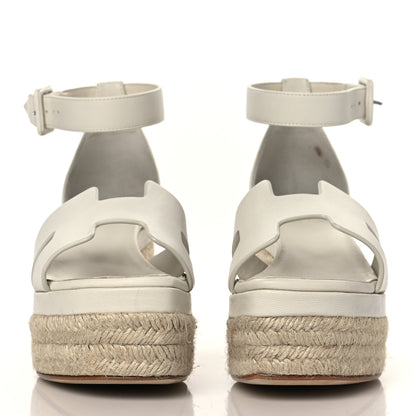 Hermes Goatskin Elda Espadrille Wedge Sandals 36 White 2 of 10