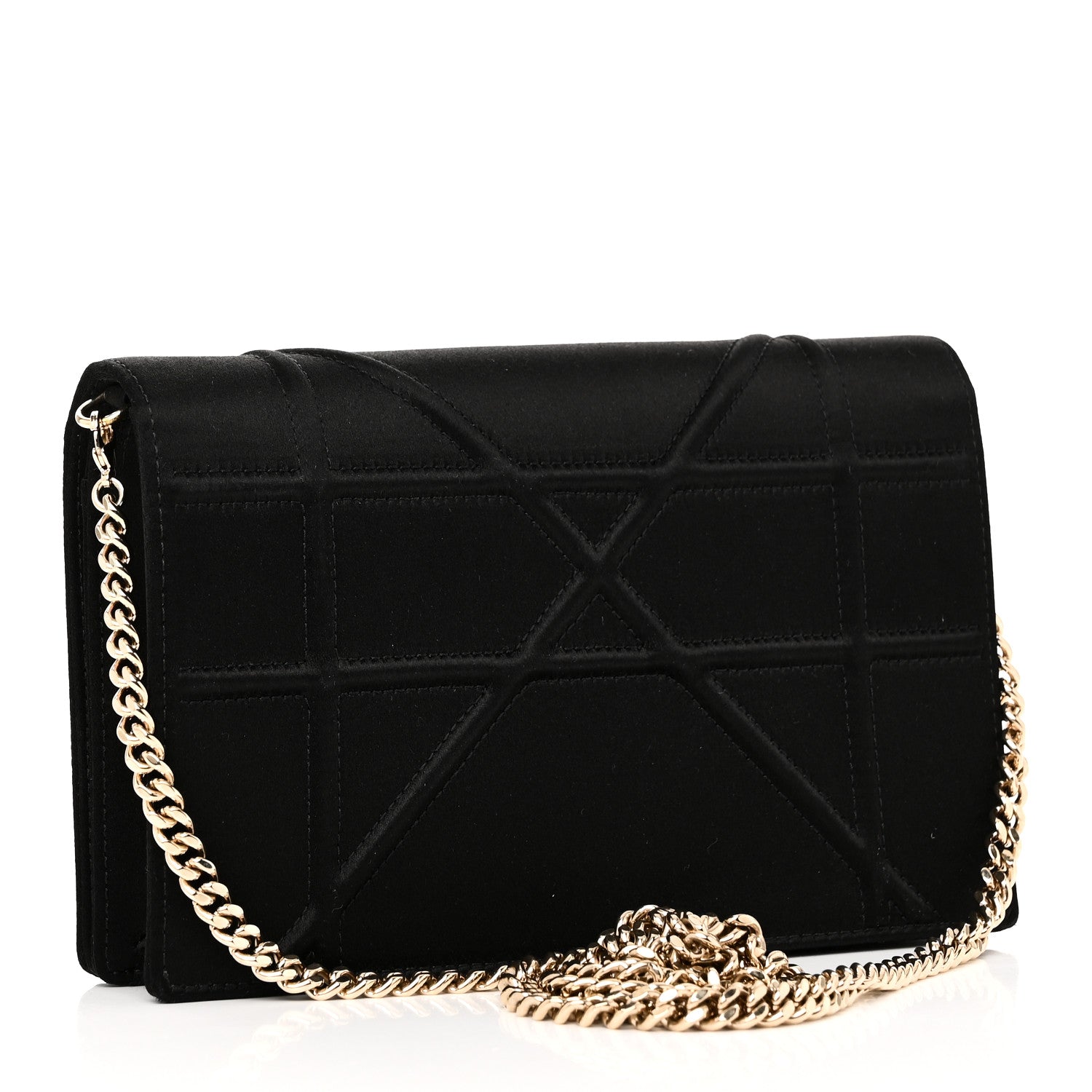 Christian Dior Satin Diorama Wallet on Chain Pouch Black 3 of 9