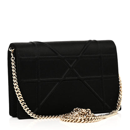 Christian Dior Satin Diorama Wallet on Chain Pouch Black 3 of 9