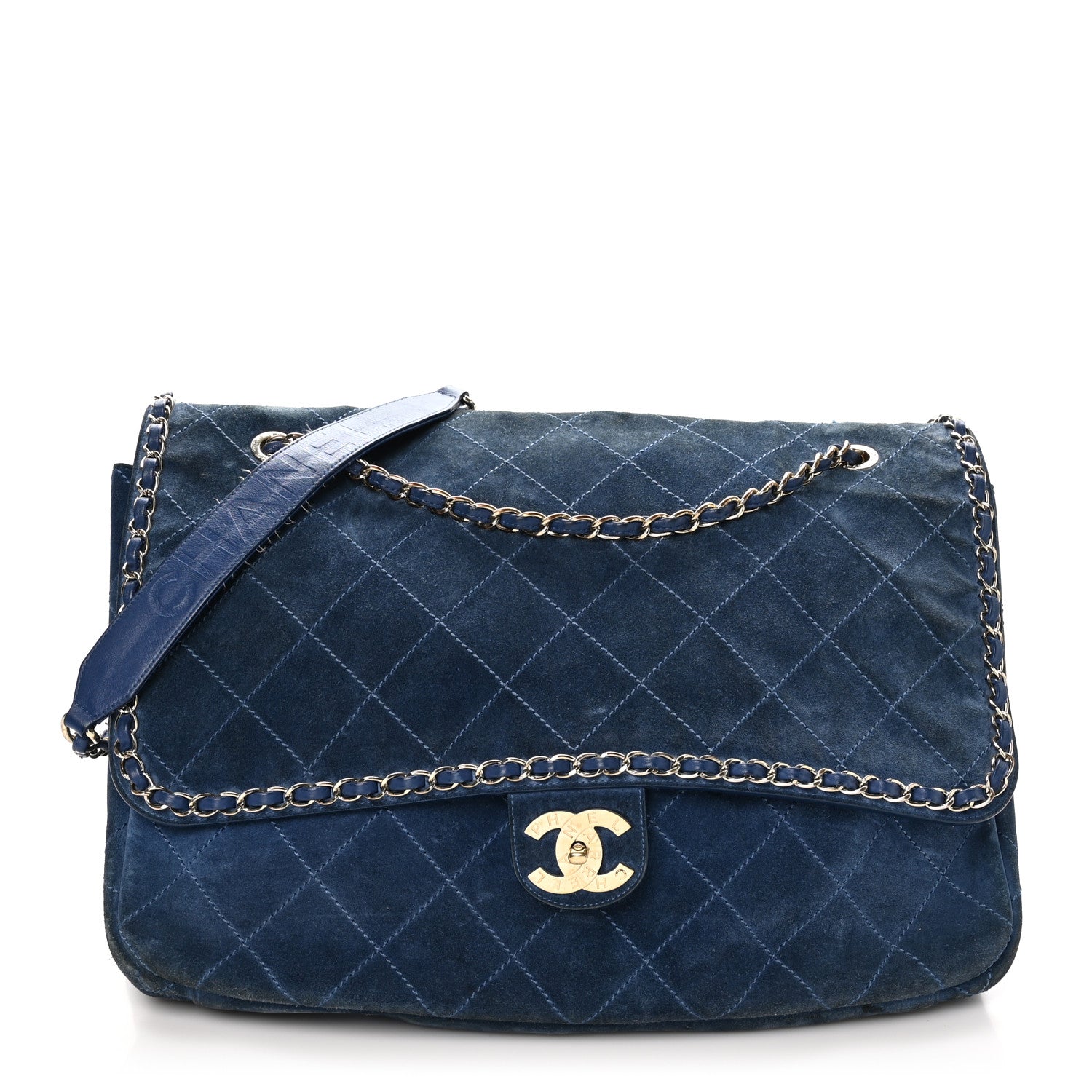 Chanel x Pharrell Williams Suede Lambskin XXL Flap Bag Navy 1 of 14