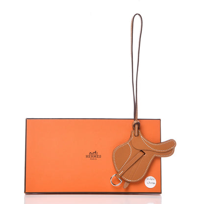 Hermes Veau Butler Paddock Selle Horse Saddle Bag Charm Natural Sable 4 of 4