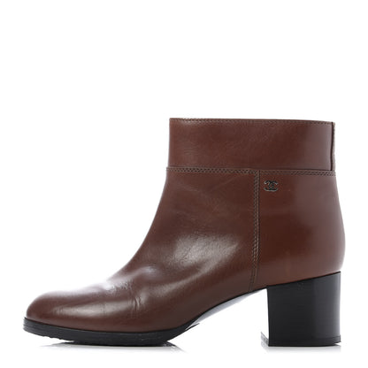 Chanel Lambskin CC Ankle Boots 40.5 Marron 1 of 9