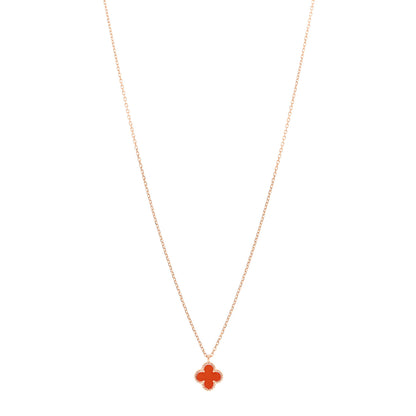 Van Cleef & Arpels 18K Rose Gold Carnelian Sweet Alhambra Pendant Necklace 1 of 5