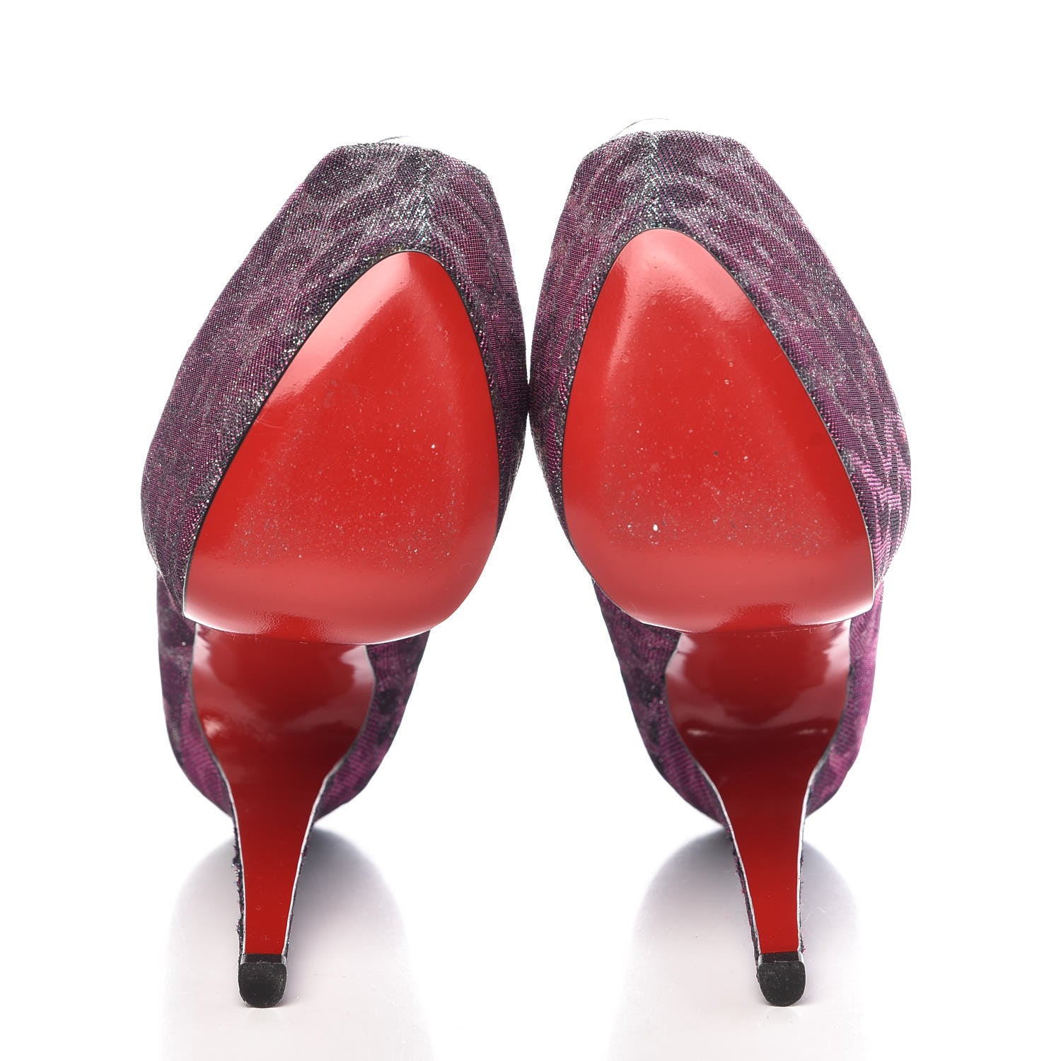 Christian Louboutin Lame Leopard Highness 160 Pumps 35.5 Turquoise Violet 7 of 14