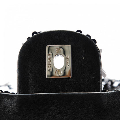 Chanel Sequin Embroidered Medium Flap Black White 8 of 8