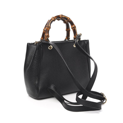 Gucci Cellarius Calfskin Mini Bamboo Shopper Tote Black 2 of 9