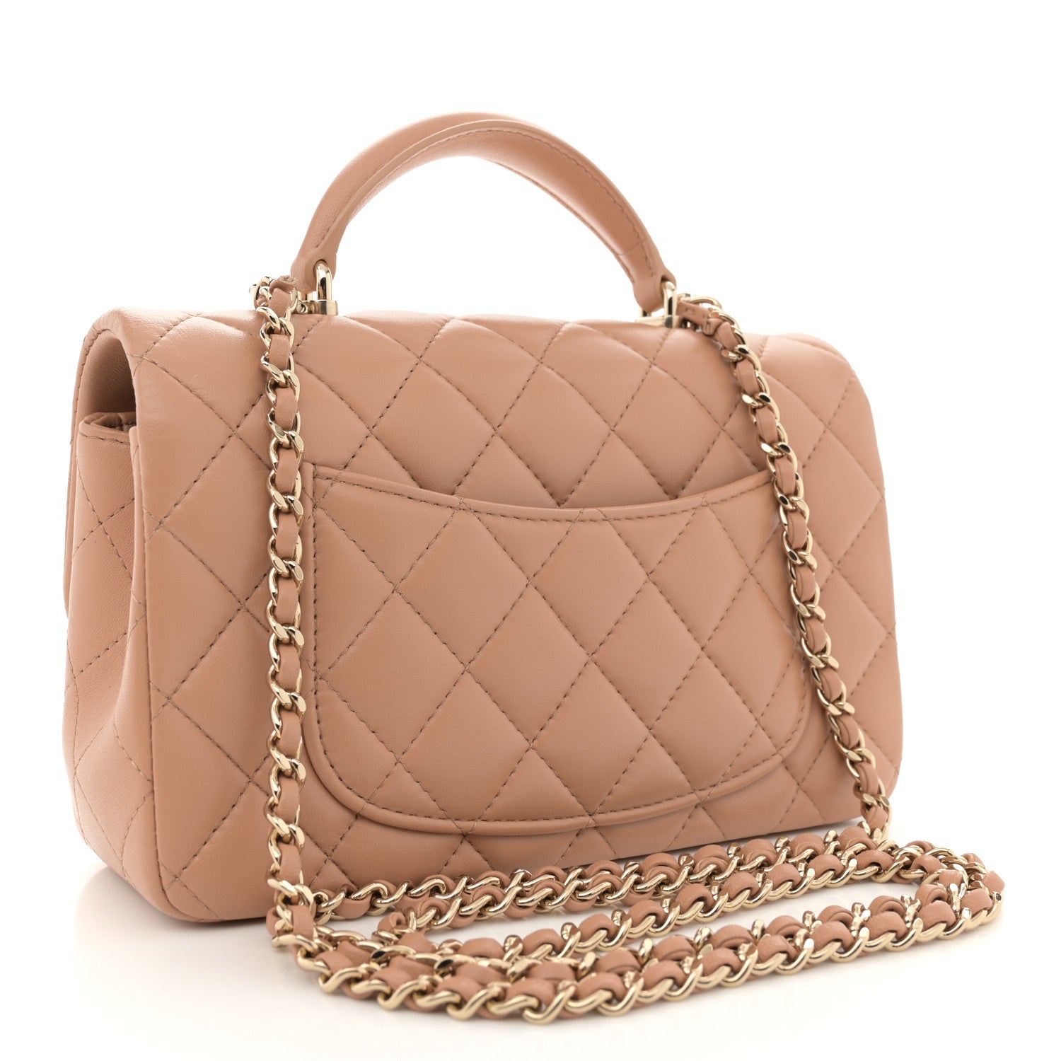 Chanel Lambskin Quilted Mini Top Handle Rectangular Flap Beige 3 of 13