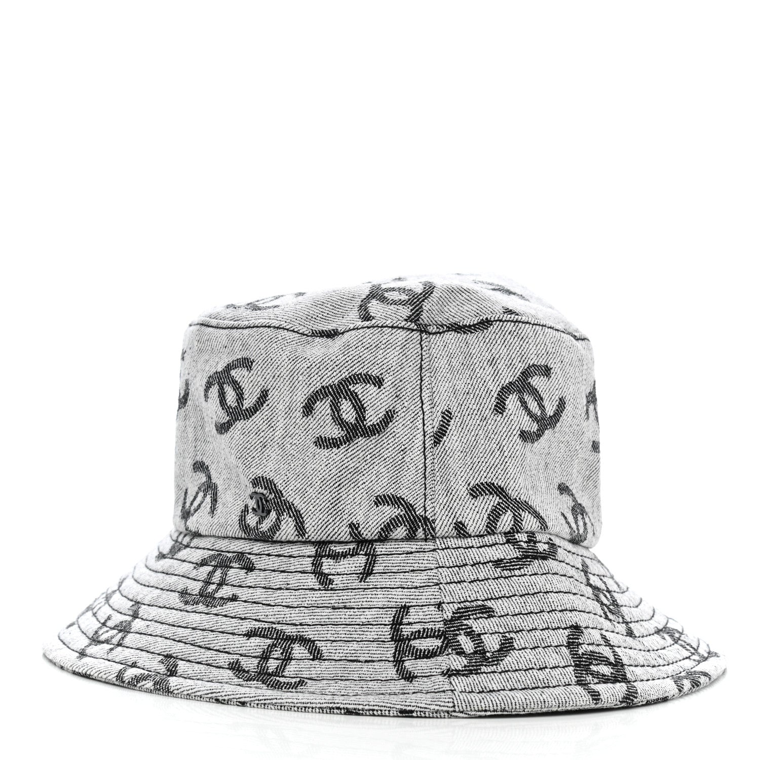 Chanel Denim CC Bucket Hat M White Black 4 of 8